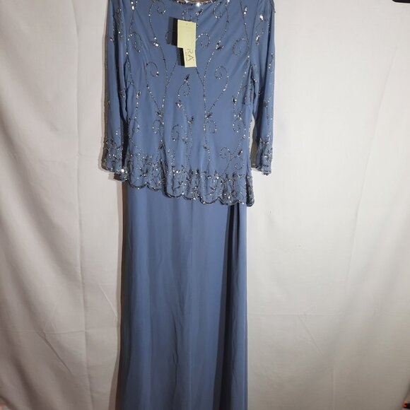 J Kara Women’s Boad Neck Asymmetrical Beaded Dress - Picture 3 of 6